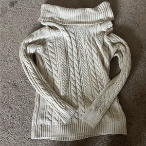 Cozy Cream Cable Knit Off the Shoulder Sweater